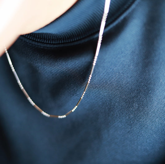 【さり気なくお洒落に】F.H. シルバーネックレス（チューブチェーンネックレス）：#N047−50cm