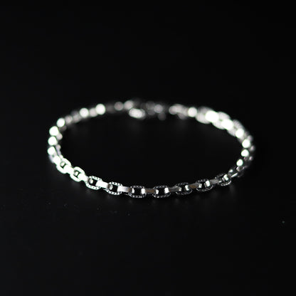 【オーダー商品：納期約3ヶ月】【正規取扱店】Leathers and Treasures： ハーフエングレイブリンクチェーンブレスレット 21cm