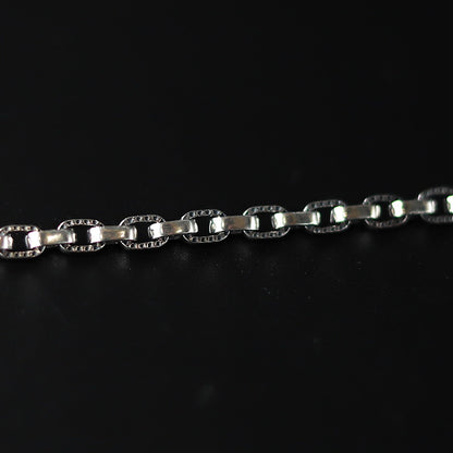 【オーダー商品：納期約3ヶ月】【正規取扱店】Leathers and Treasures： ハーフエングレイブリンクチェーンブレスレット 21cm