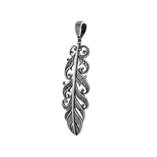 【オーダー商品：納期約3ヶ月】 【正規取扱店】Leathers and Treasures： Scroll Feather Pendant