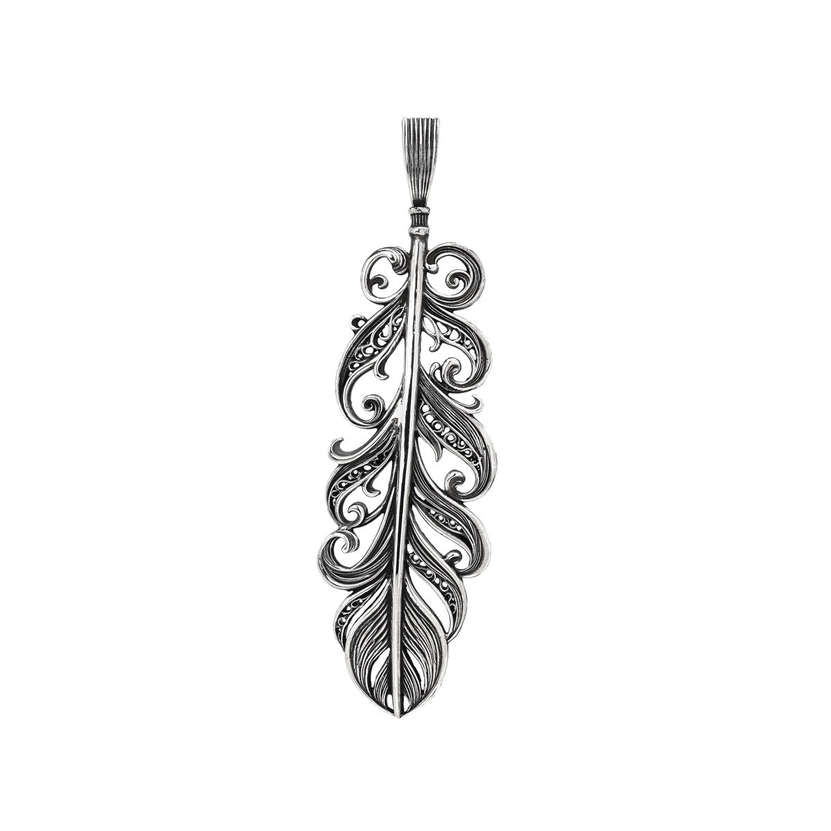 【オーダー商品：納期約3ヶ月】 【正規取扱店】Leathers and Treasures： Scroll Feather Pendant