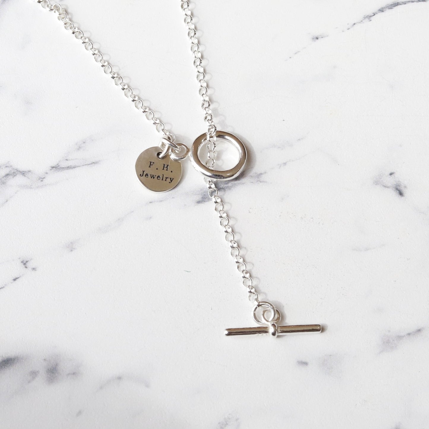 【シャツの上から等長めに着けたい方に】F.H. シルバーネックレス（甲丸チェーン 2.4mm）：#N002-60cm