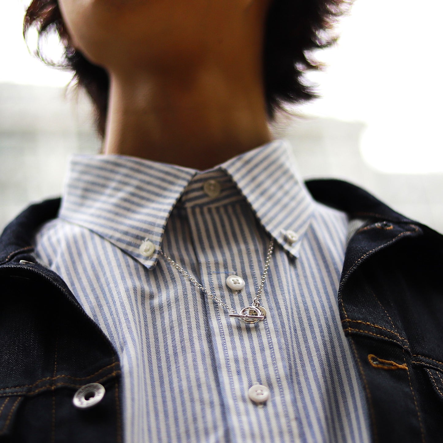 【シャツの上から等長めに着けたい方に】F.H. シルバーネックレス（甲丸チェーン 2.4mm）：#N002-60cm