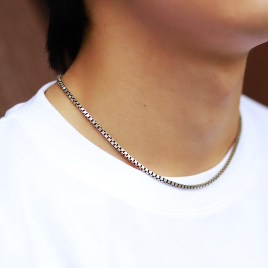 F.H. シルバーネックレス（BOXチェーン 3mm）：＃N014-45cm