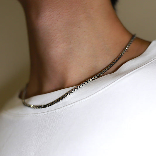 F.H. シルバーネックレス（BOXチェーン 3mm）：＃N014-45cm