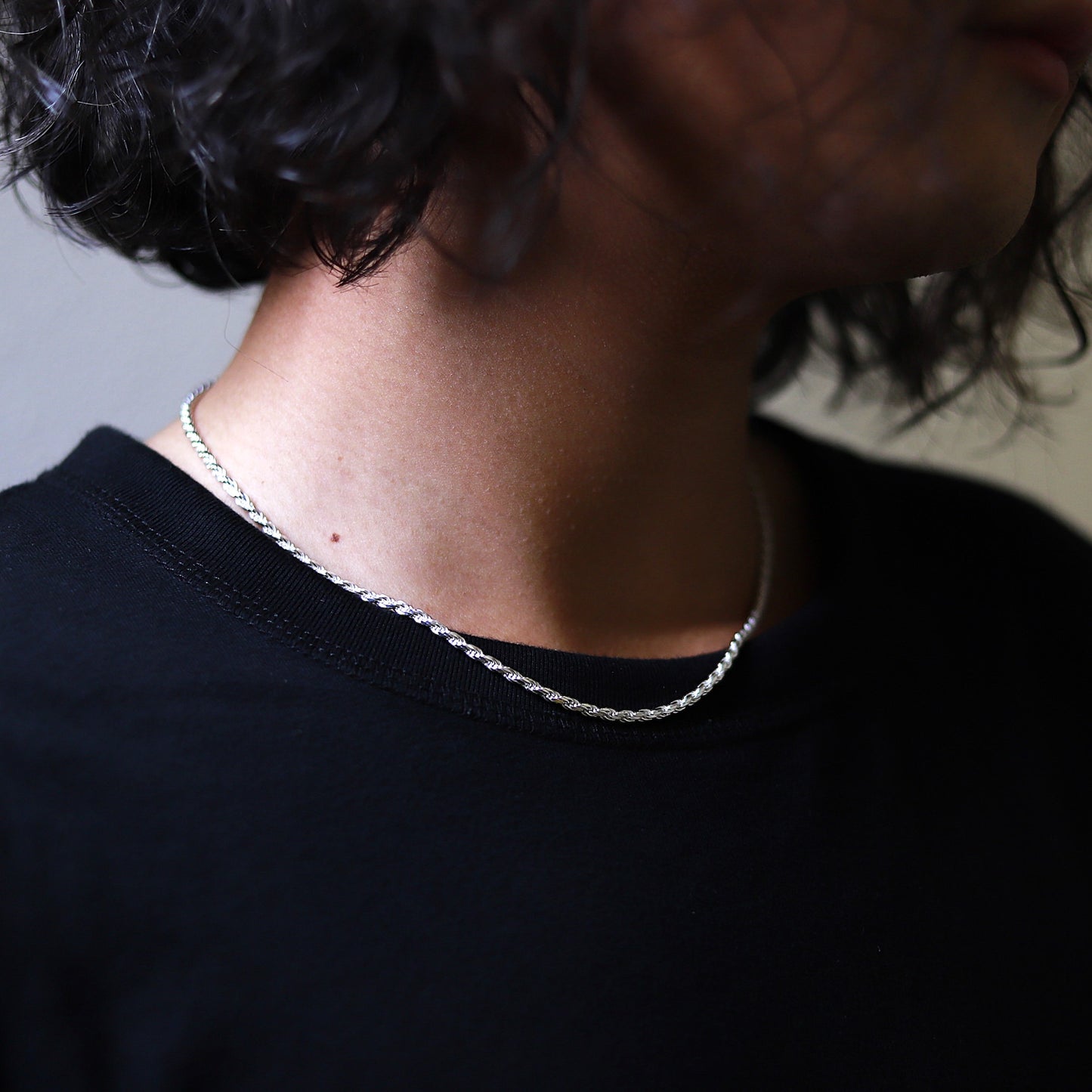 【短めに着けたい方に】F.H. シルバーネックレス（ロープチェーン 2.8mm）：#N016-45cm