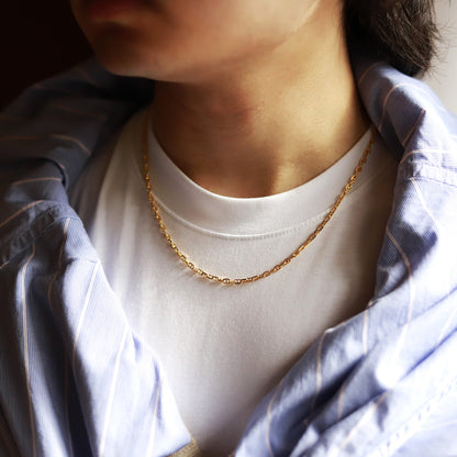 F.H. シルバーネックレス（アンカーチェーン ゴールドコーティング 3mm）：＃N018GP-50cm