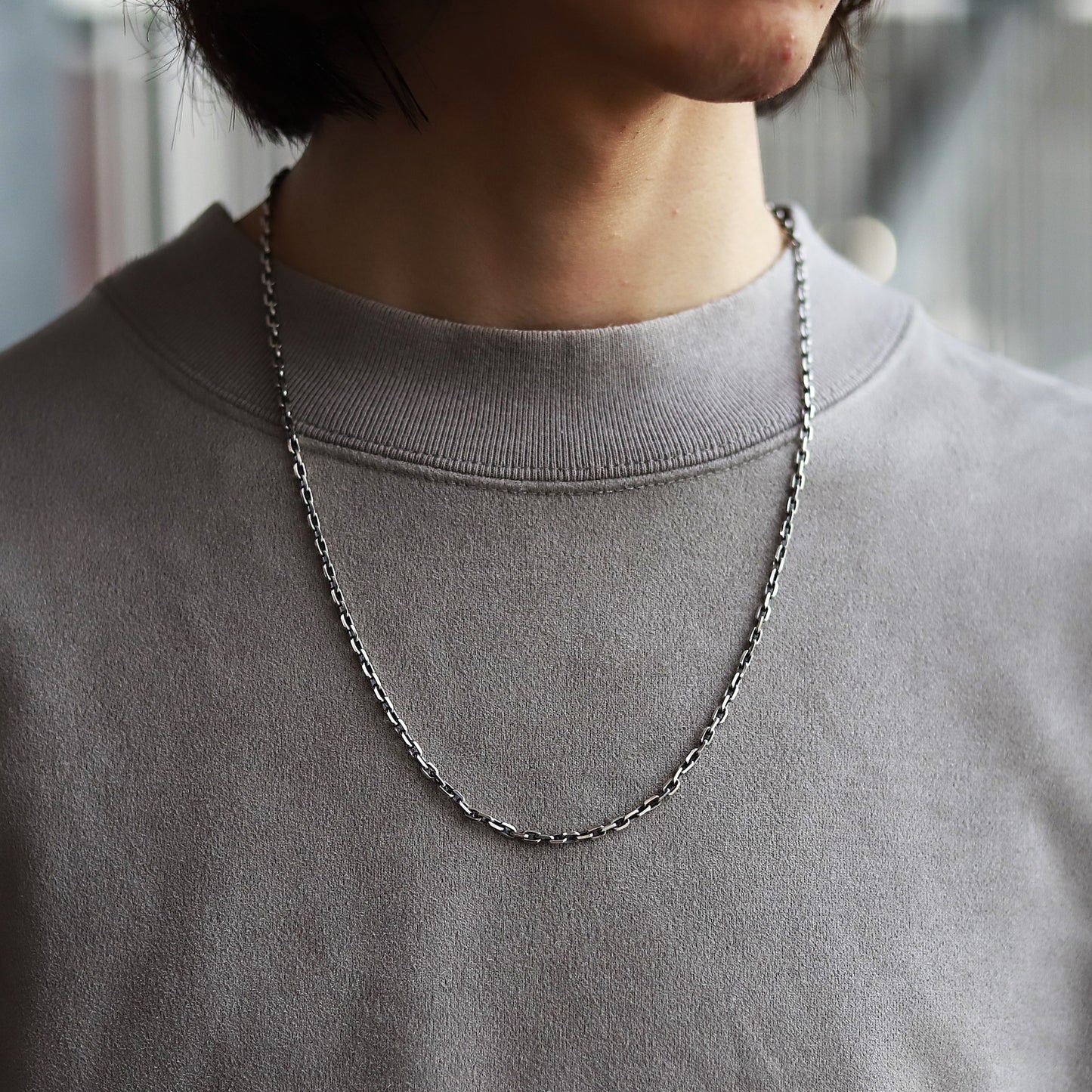 【長めに着けたい方に】F.H. シルバーネックレス（4面カットあずきチェーン 3mm）：＃N019-60cm
