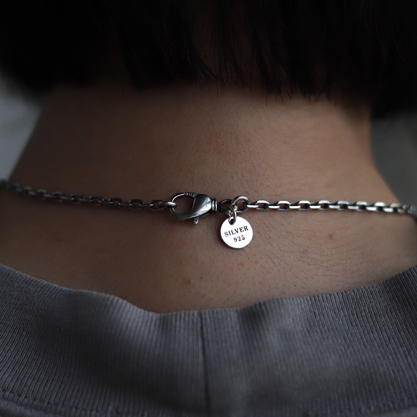 【カニカンが大きく着けやすい】F.H. シルバーネックレス（4面カットあずきチェーン 3mm）：＃N019-50cm