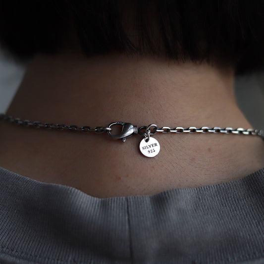 【カニカンが大きく着けやすい】F.H. シルバーネックレス（4面カットあずきチェーン 3mm）：＃N019-50cm