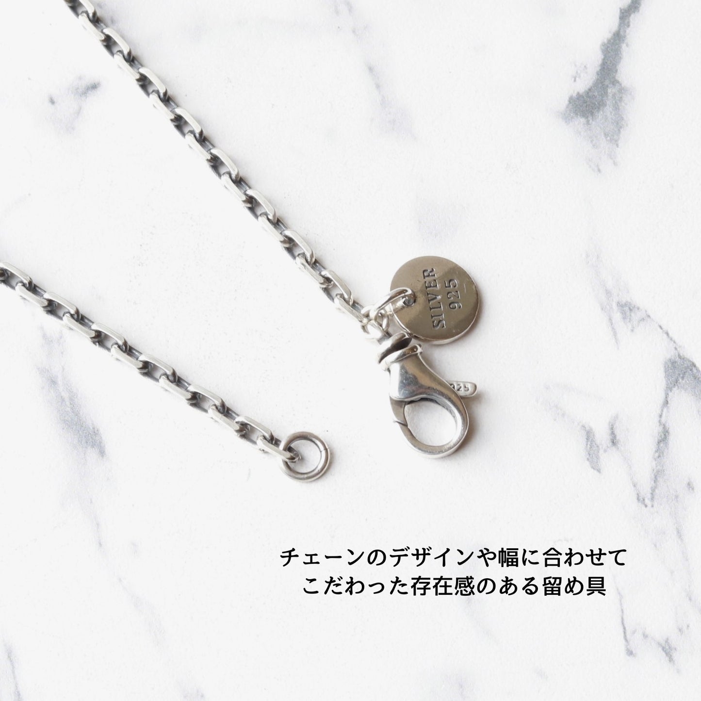 【カニカンが大きく着けやすい】F.H. シルバーネックレス（4面カットあずきチェーン 3mm）：＃N019-50cm