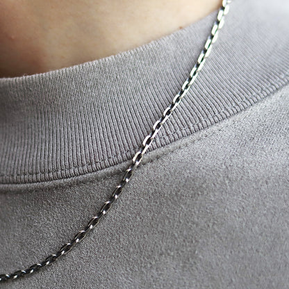 【カニカンが大きく着けやすい】F.H. シルバーネックレス（4面カットあずきチェーン 3mm）：＃N019-50cm