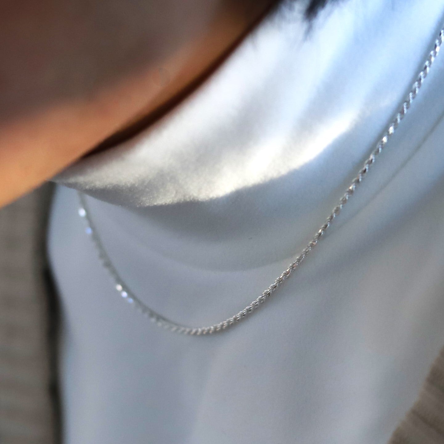 【上品にさり気なく】F.H. シルバーネックレス（ロープチェーン 1.9mm）：#N021-45cm