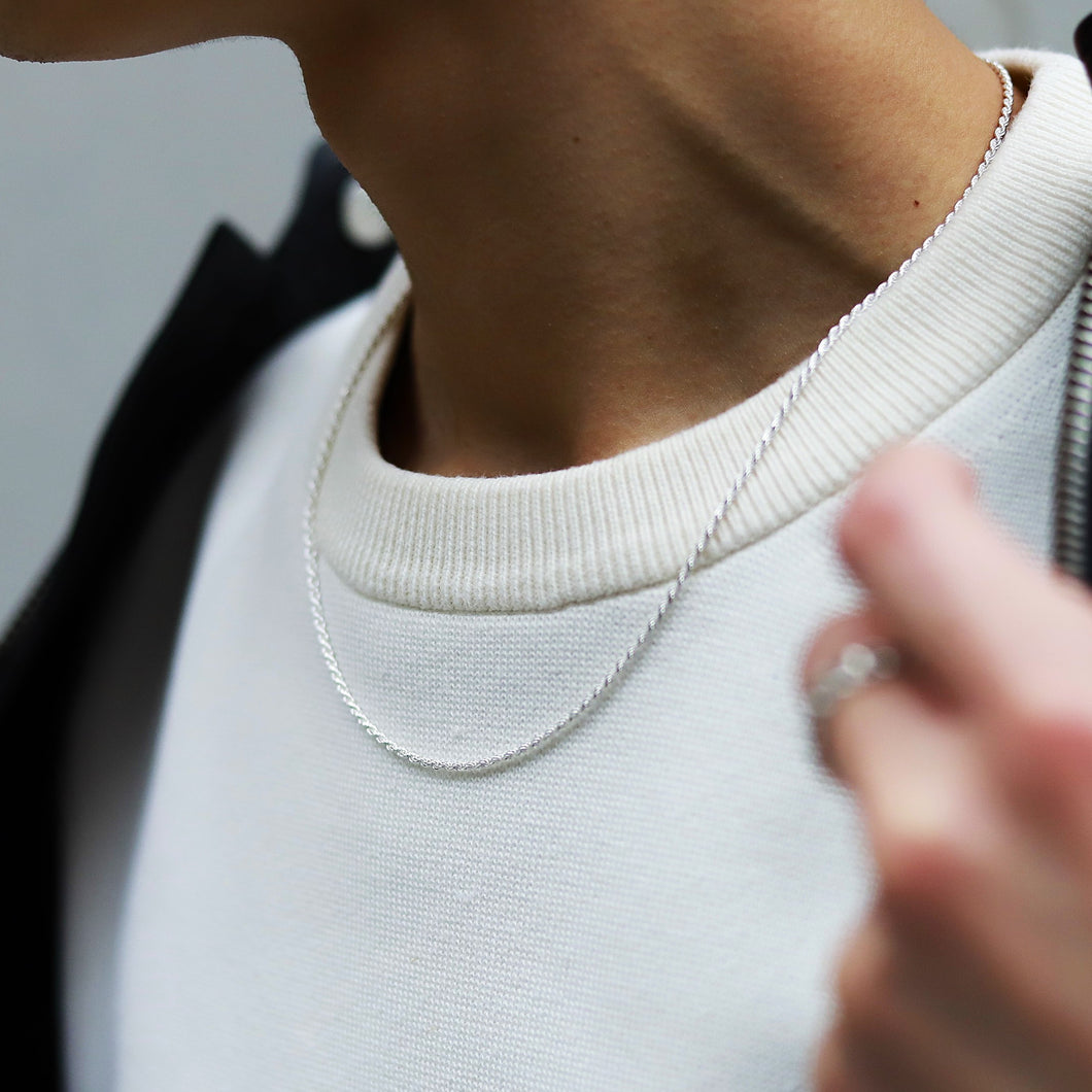 【人気No.1ネックレス】F.H. シルバーネックレス（ロープチェーン 1.9mm）：#N021-50cm