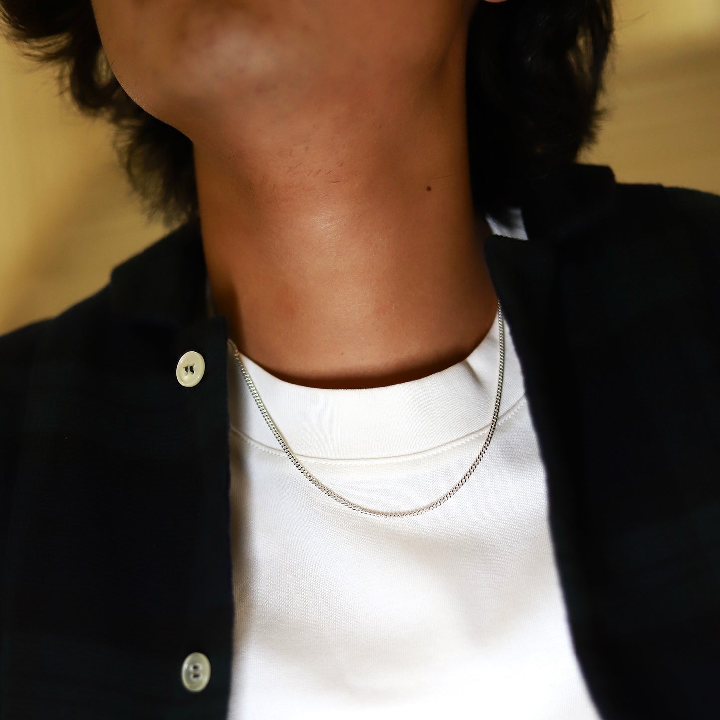 【流行に左右されないデザイン】F.H. シルバーネックレス (喜平チェーン2.0mm)：＃N031-50cm