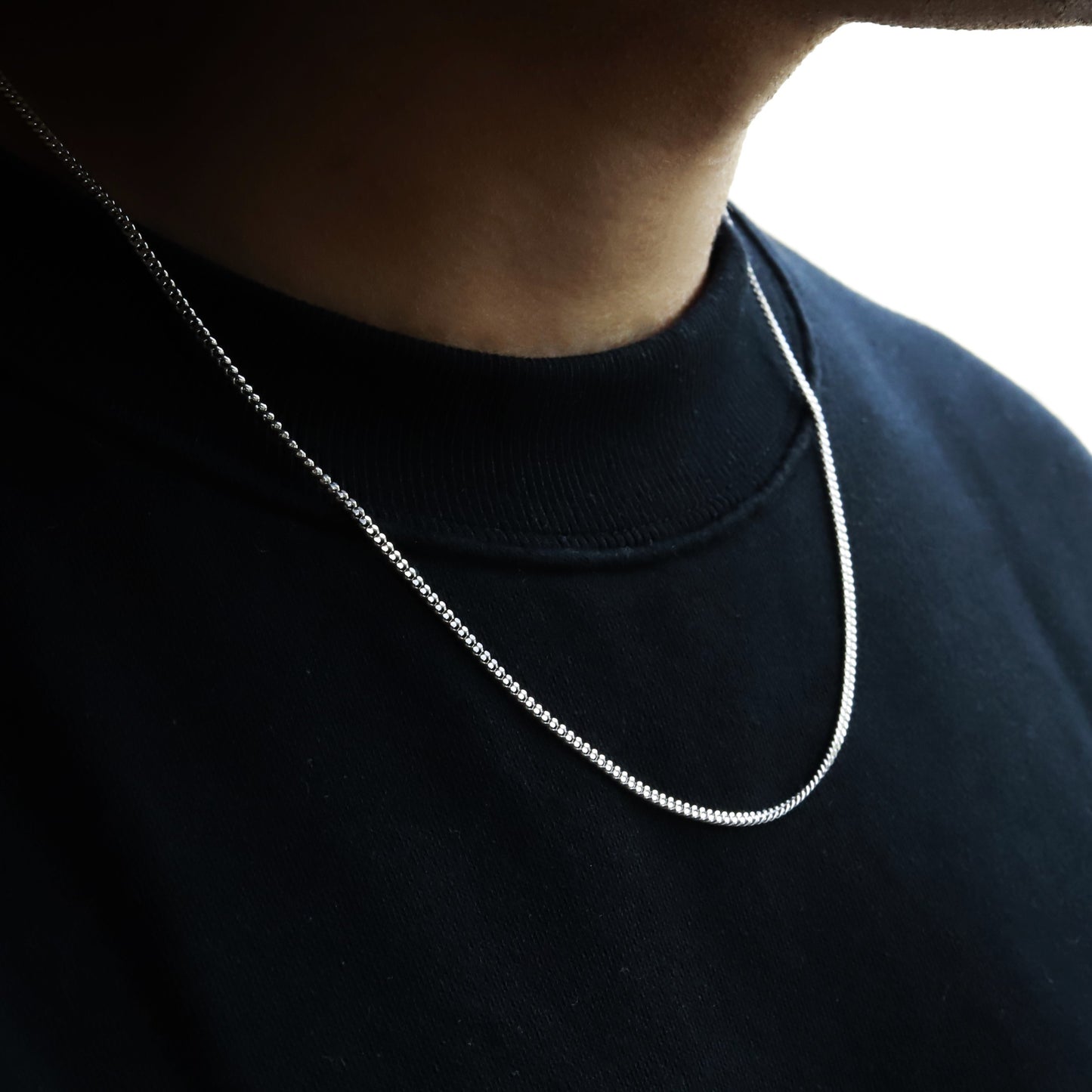 【流行に左右されないデザイン】F.H. シルバーネックレス (喜平チェーン2.0mm)：＃N031-50cm