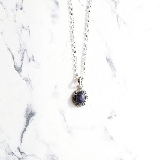 F.H. シルバーネックレス(ラピスラズリ ペンダンド）：＃N040-LL-50cm