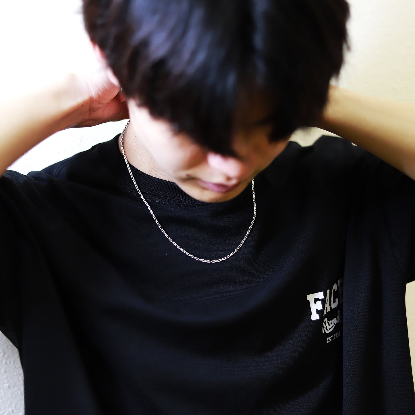 【優しく見せてくれる】F.H. シルバーネックレス（マリーナチェーン 2.5mm）：#N044-50cm