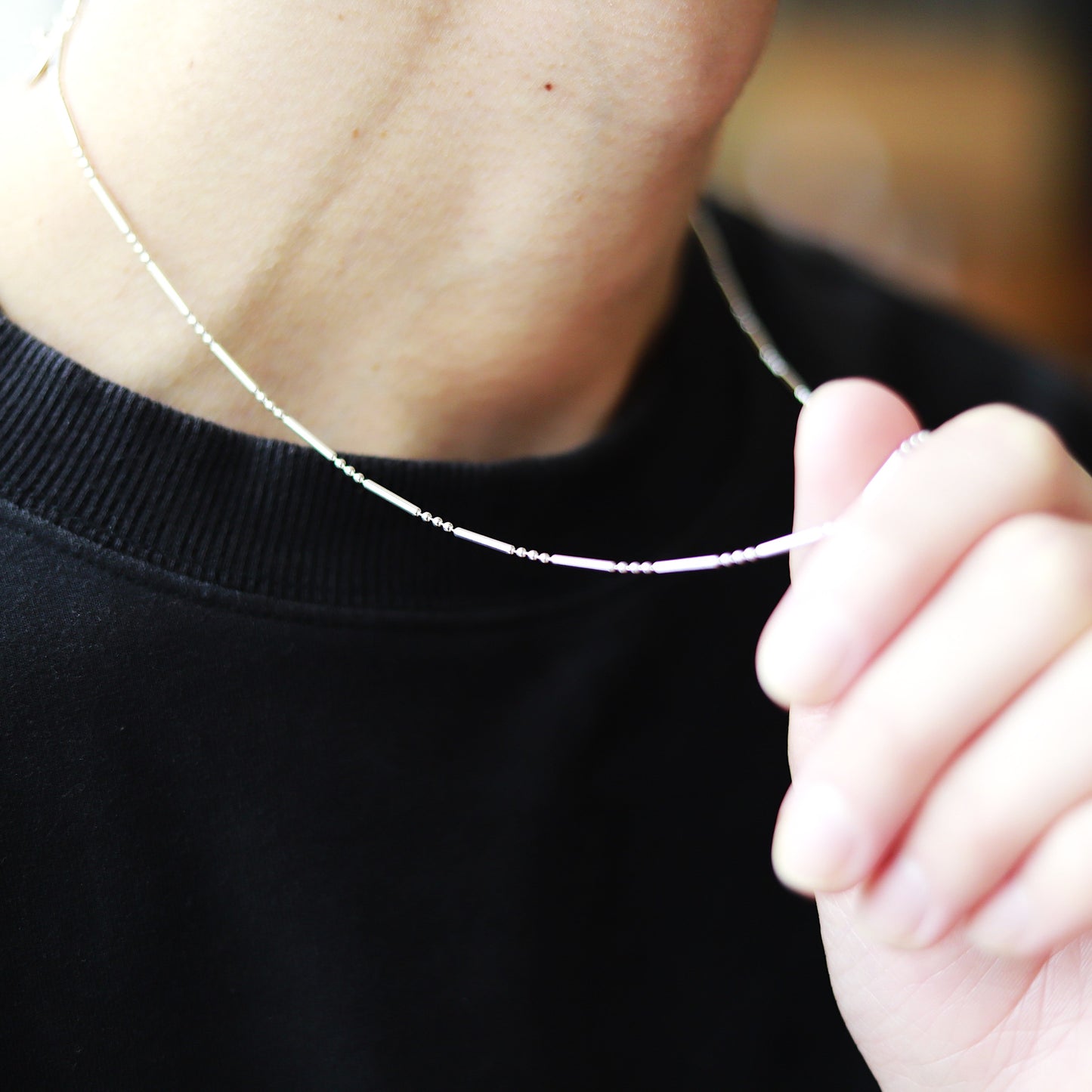 【さり気なくお洒落に】F.H. シルバーネックレス（チューブチェーンネックレス）：#N047−50cm