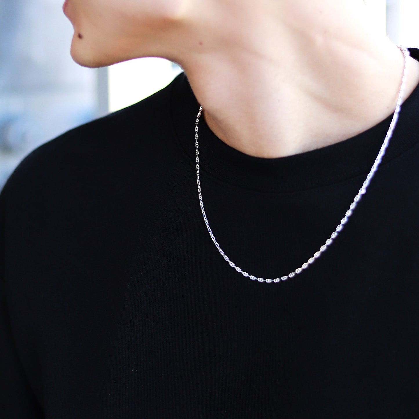 F.H. シルバーネックレス（アンカーチェーン2mm）：#N048−50cm