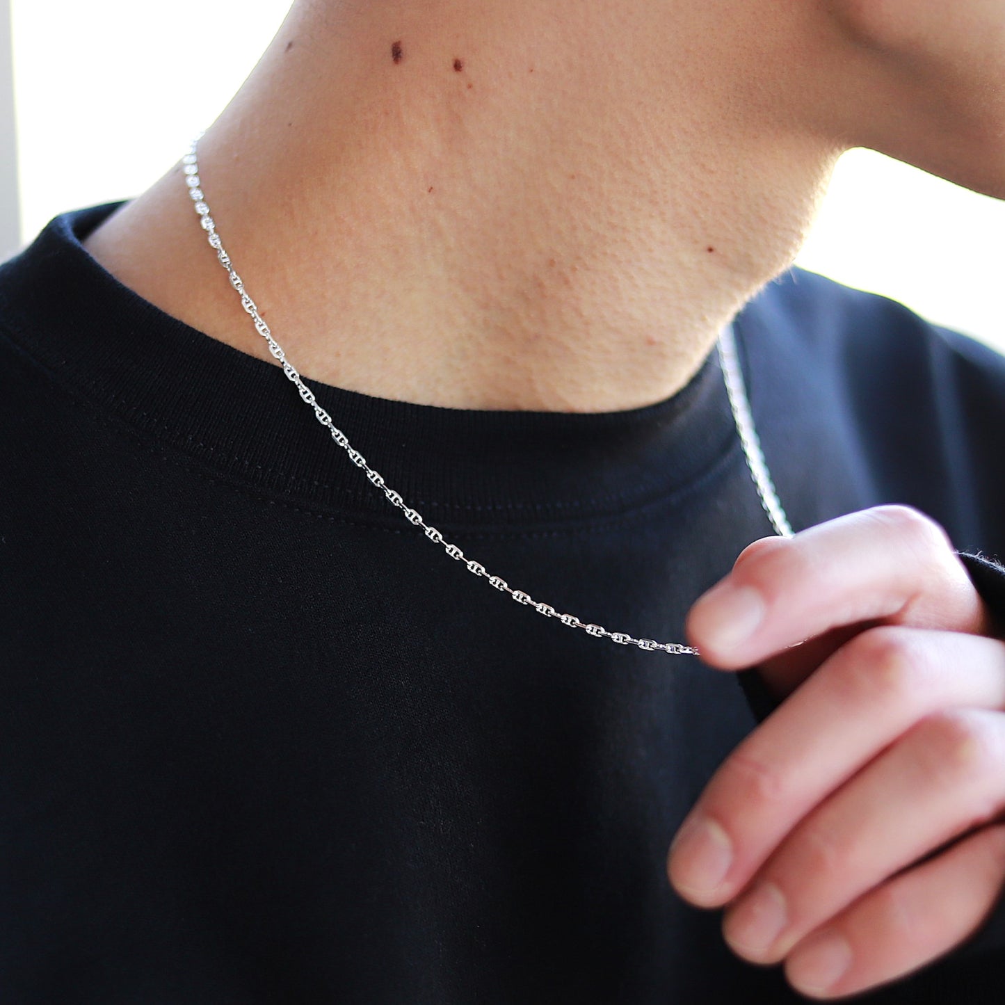 F.H. シルバーネックレス（アンカーチェーン2mm）：#N048−50cm