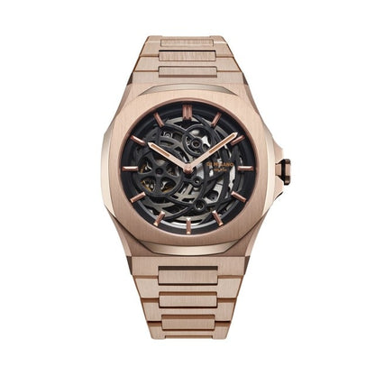 【取り寄せ商品：納期約2週間】【自動巻き捥時計】D1 MILANO 【正規取扱店】ディーワンミラノ 腕時計 : スケルトン リスタイリング - ローズゴールド
