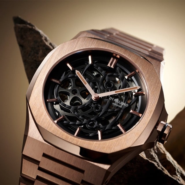 【取り寄せ商品：納期約2週間】【自動巻き捥時計】D1 MILANO 【正規取扱店】ディーワンミラノ 腕時計 : スケルトン リスタイリング - ローズゴールド