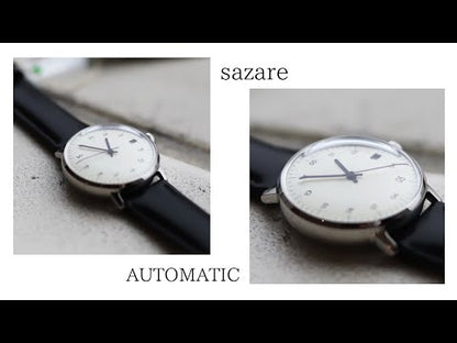 【正規取扱店】sazare : SK02 / SS SILVER MIRROR FINISH / WHITE DIAL / NUME LEATHER