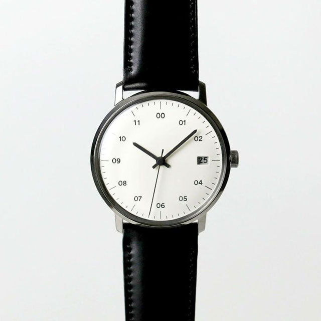 【正規取扱店】sazare : SK02 / SS SILVER MIRROR FINISH / WHITE DIAL / BLACK CORDOVAN LEATHER