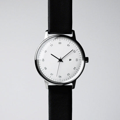 【一目惚れで自身も購入、Made in Japanの腕時計】【正規取扱店】sazare : SK01 / SS SILVER MIRROR FINISH / WHITE DIAL / BLACK SHEEPSKIN LETHER