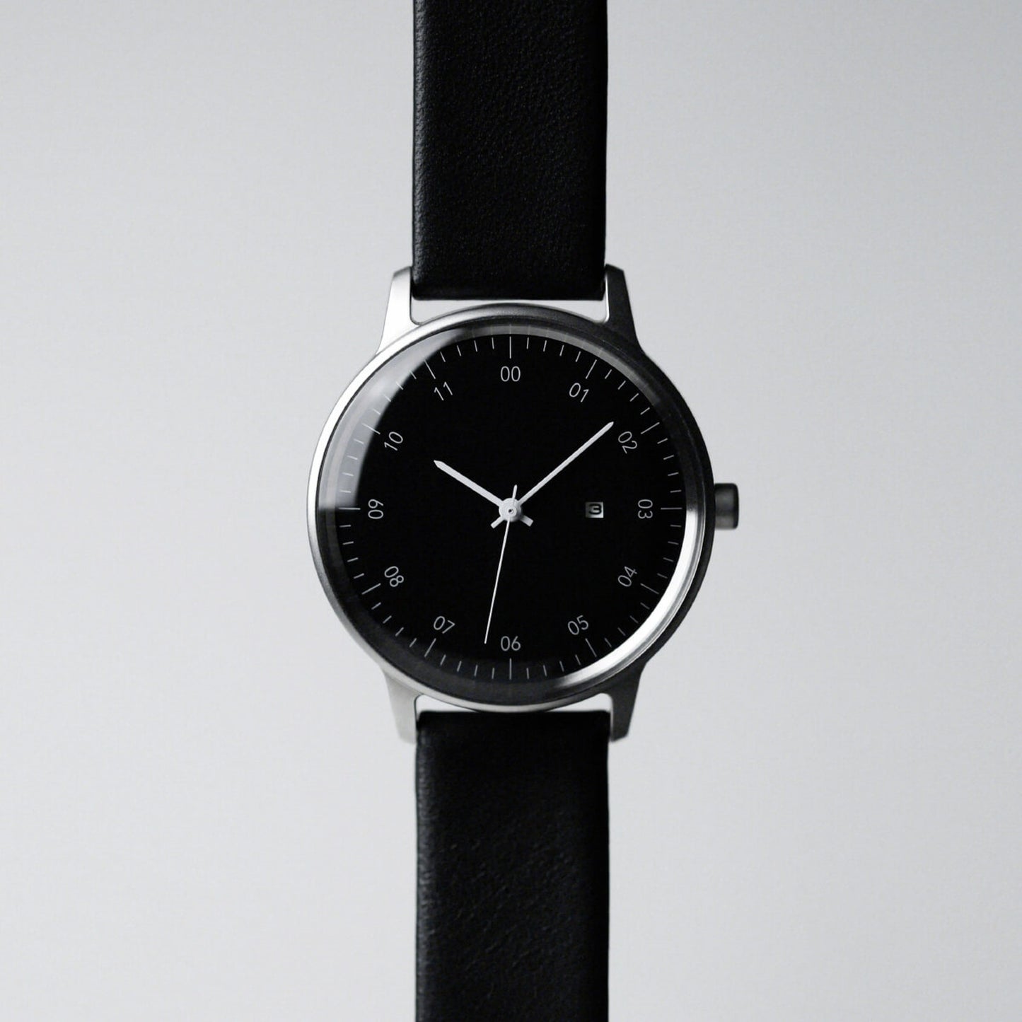 【正規取扱店】sazare : SK01 / SS SILVER HONING FINISH / BLACK DIAL / BLACK SHEEPSKIN LETHER