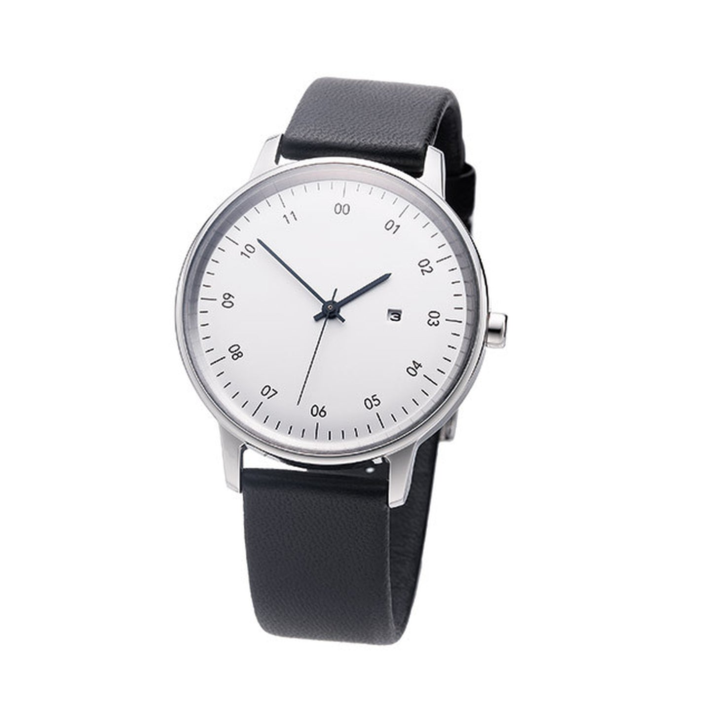【一目惚れで自身も購入、Made in Japanの腕時計】【正規取扱店】sazare : SK01 / SS SILVER MIRROR FINISH / WHITE DIAL / BLACK SHEEPSKIN LETHER