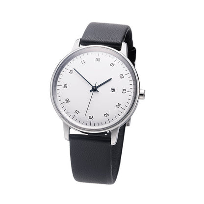 【一目惚れで自身も購入、Made in Japanの腕時計】【正規取扱店】sazare : SK01 / SS SILVER MIRROR FINISH / WHITE DIAL / BLACK SHEEPSKIN LETHER