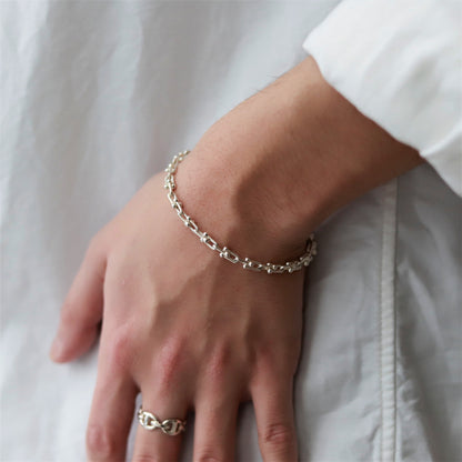 【手元に馴染むしなやかなフォルム】F.H. シルバーブレスレット（Uリンクチェーン 3mm）：#B009-19cm