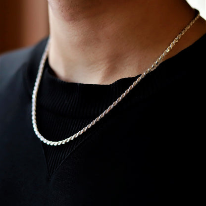 【品よく映える艶のある存在感】F.H. シルバーネックレス（ロープチェーン 2.8mm）：#N016-50cm