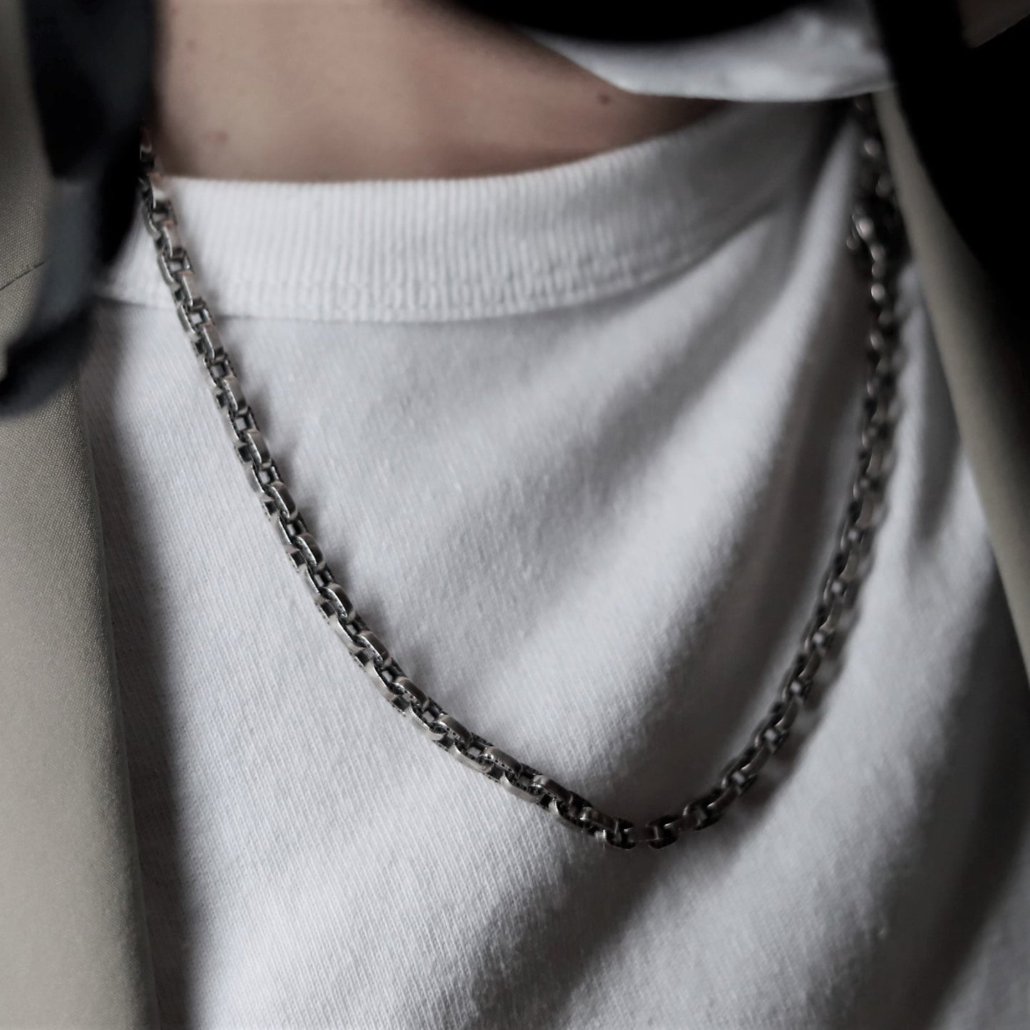 【オーダー商品：納期約3ヶ月】【正規取扱店】Leathers and Treasures：Harf engraved links Chain w/celtic lobster claw 50cm