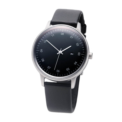 【正規取扱店】sazare : SK01 / SS SILVER HONING FINISH / BLACK DIAL / BLACK SHEEPSKIN LETHER